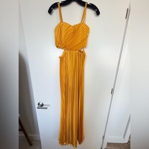Alice + Olivia Yellow Pleated Jumpsuit